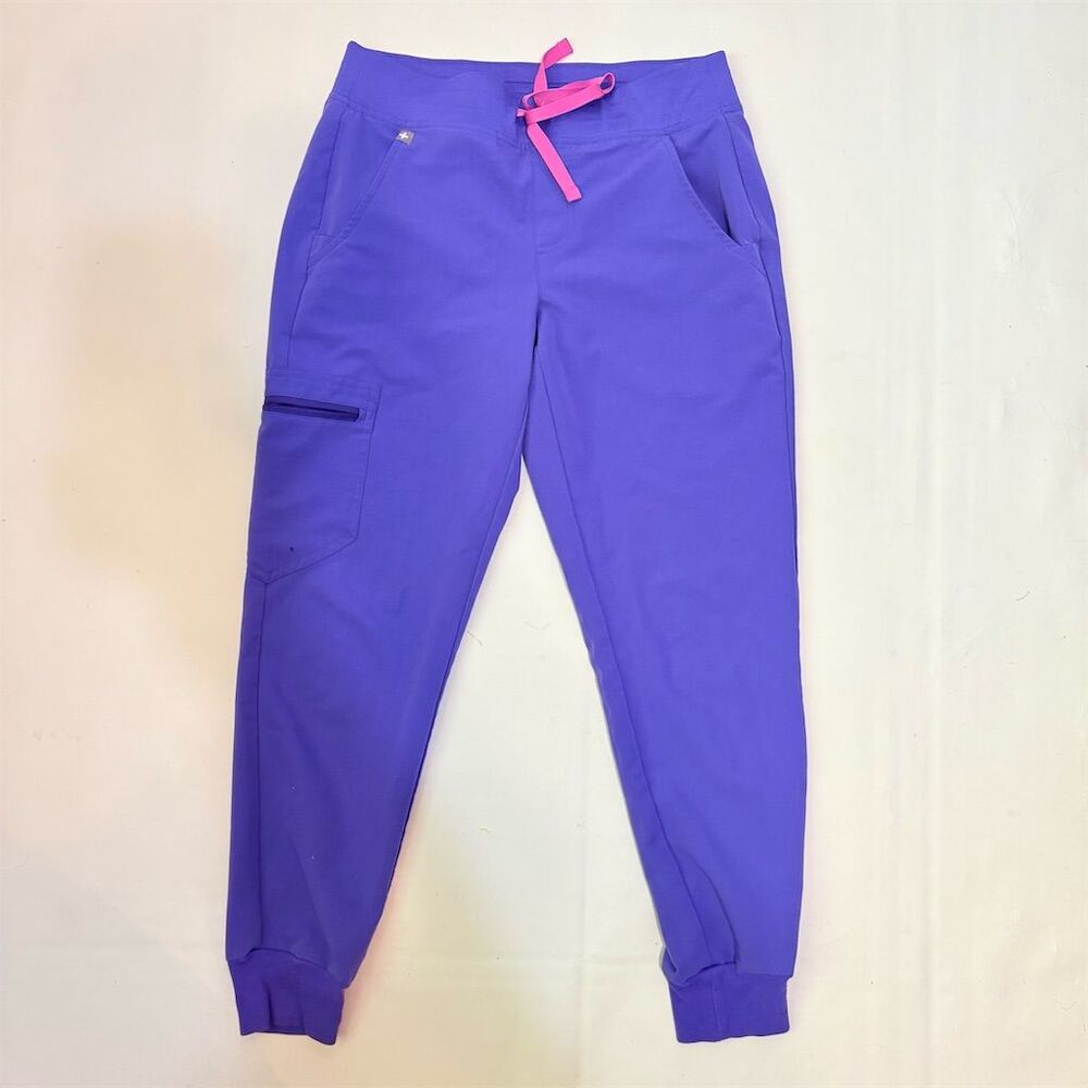 FIGS Women's XS Petite Jogger Scrub Pants Purple Tapered Workwear